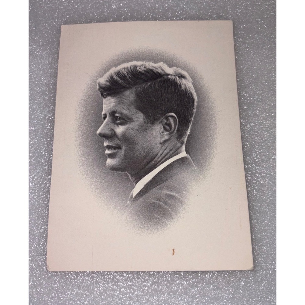 Vintage 1963 John F. Kennedy Memorial Card – JFK Portrait & Inaugural Quote